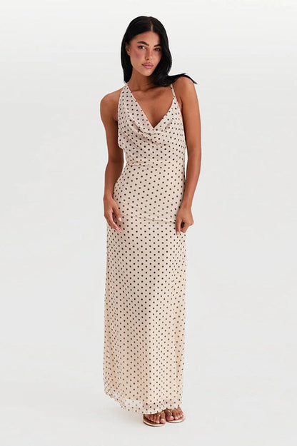 Polka Dot Halter Slip Dress