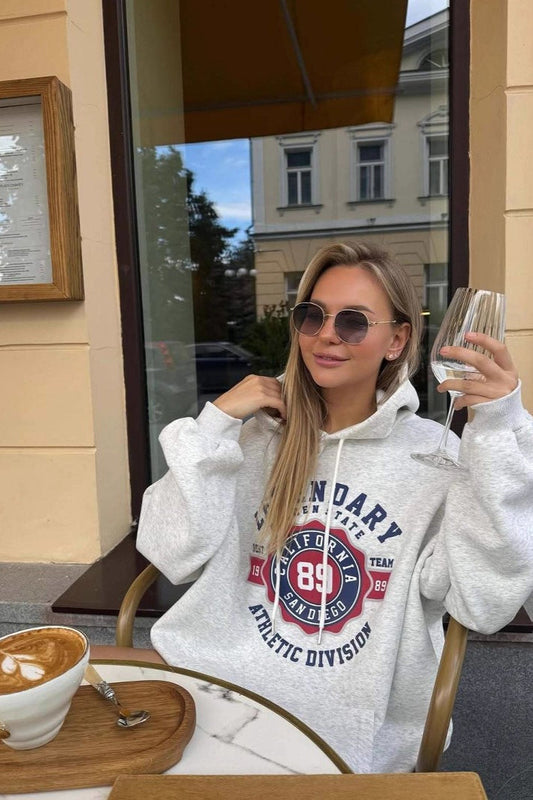 Retro American Letter Colorblock Hoodie