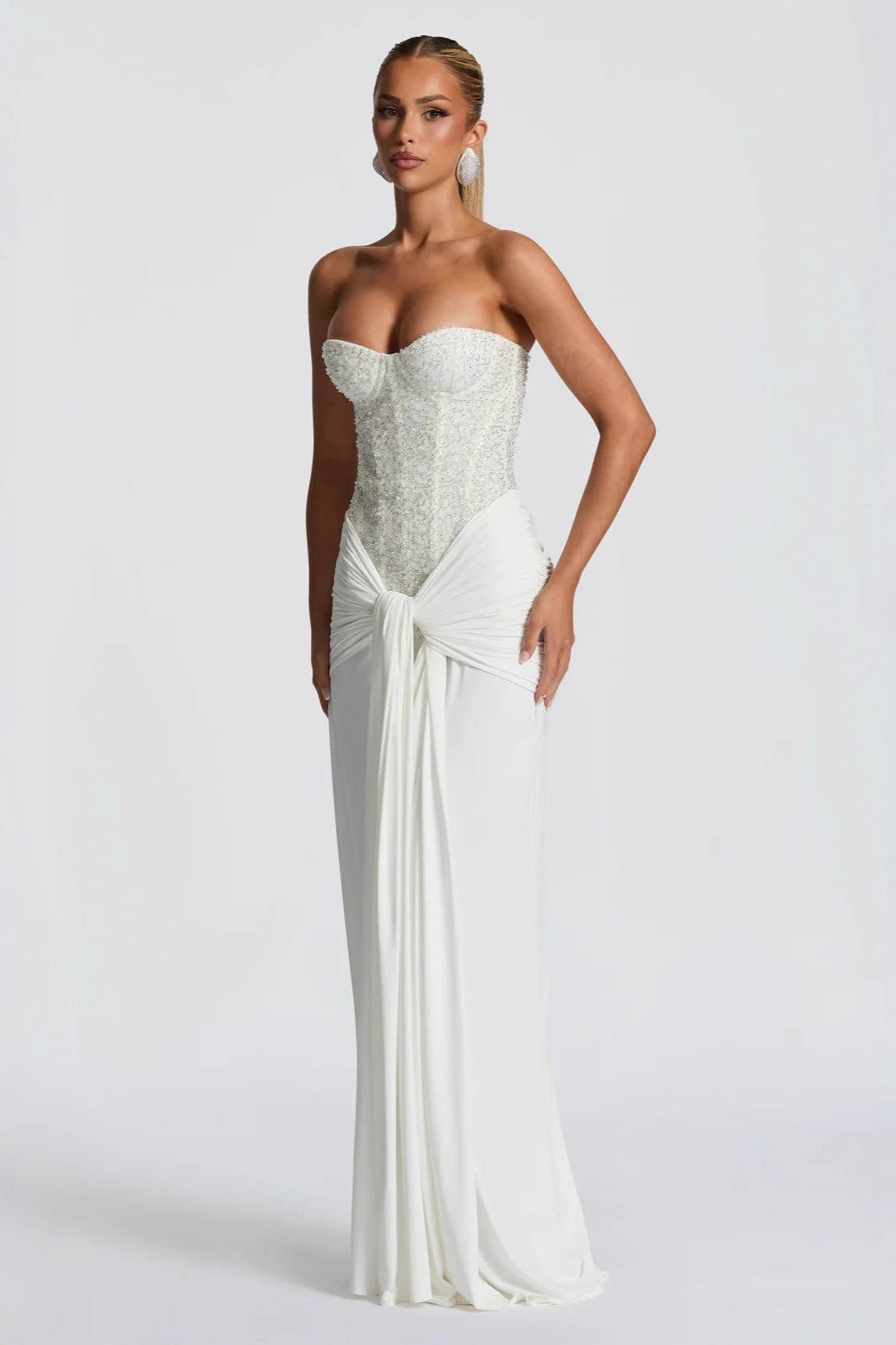 Sexy Strapless Ruched Zipper Slim Fit Formal Dress