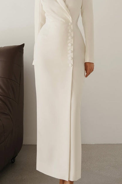 Solid Color Buttoned Work Dress