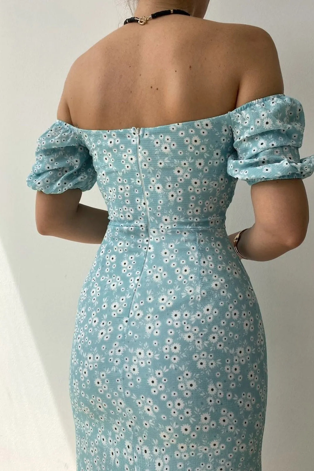 Chiffon Wrap Slit Floral Dress