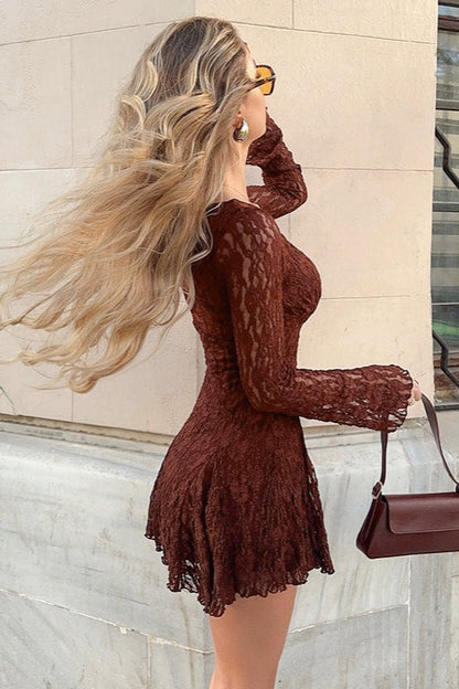 Elegant V Neck Bodycon Lace Dress