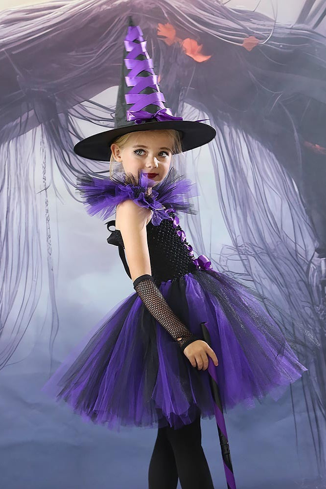 Witch Tulle Dress Kid Halloween Costume