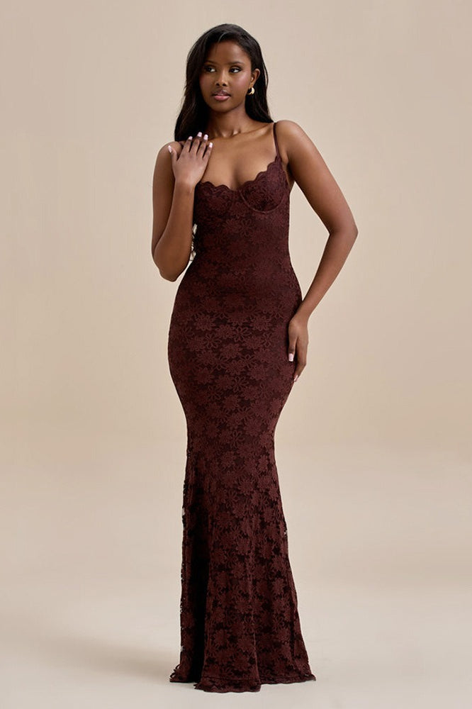 Backless Bodycon Maxi Lace Dress