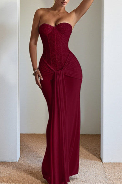 Defined Waist Maxi Party Dress