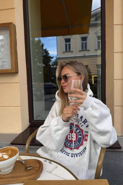 Retro American Letter Colorblock Hoodie