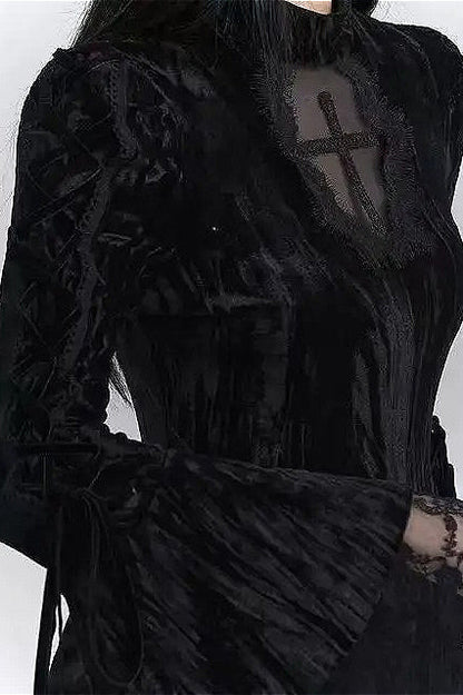 Gothic Flare Sleeve Halloween Dress