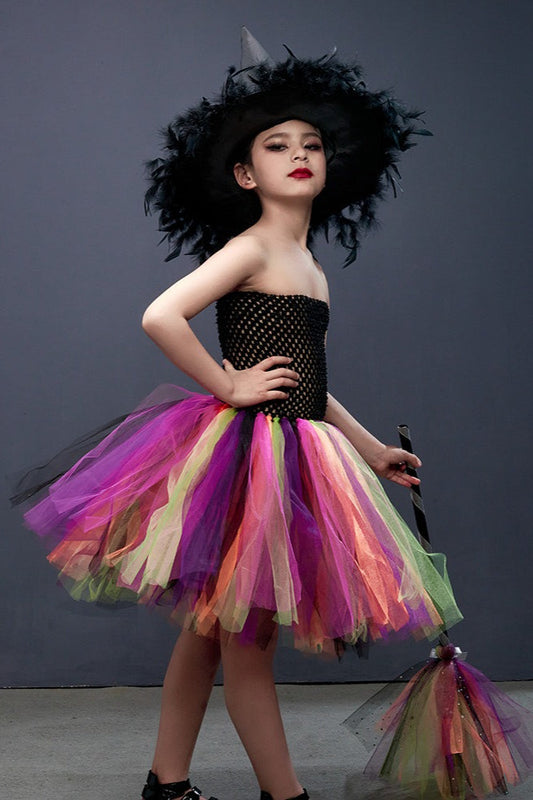 Colorful Witch Tutu Kid Halloween Costume