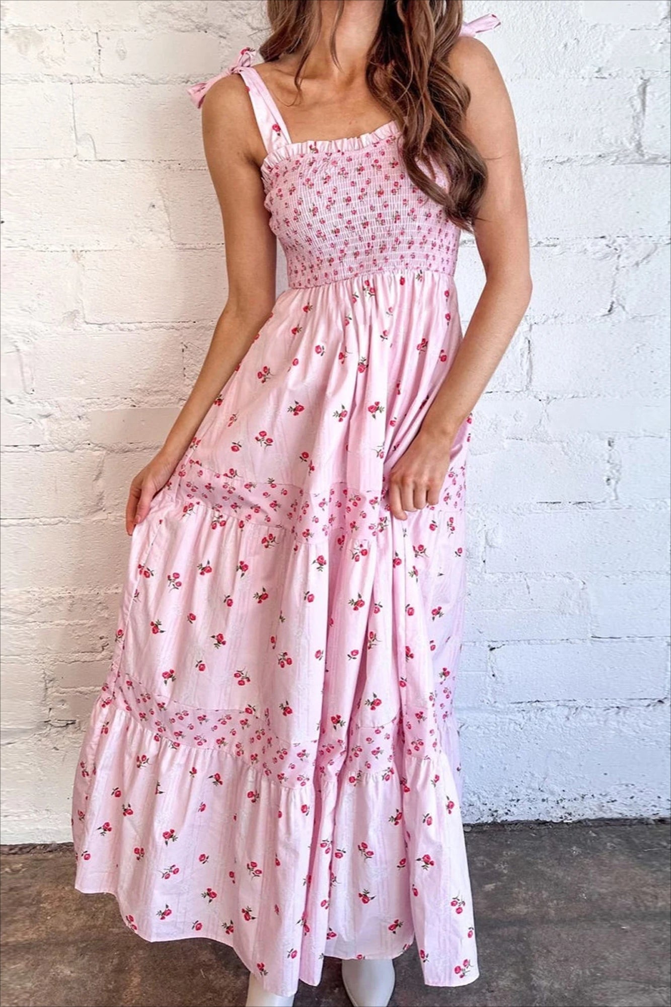 Tie-Back Maxi Floral Dress