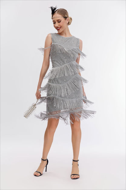 Vintage Beaded Fringe Party Dress