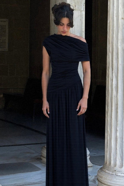 Slim Fit Round Neck Ruched Sheer Bodycon Formal Dress