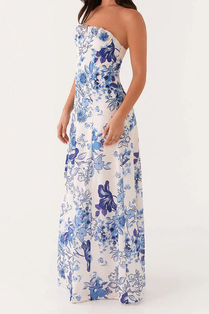 Off Shoulder A-line Maxi Floral Dress