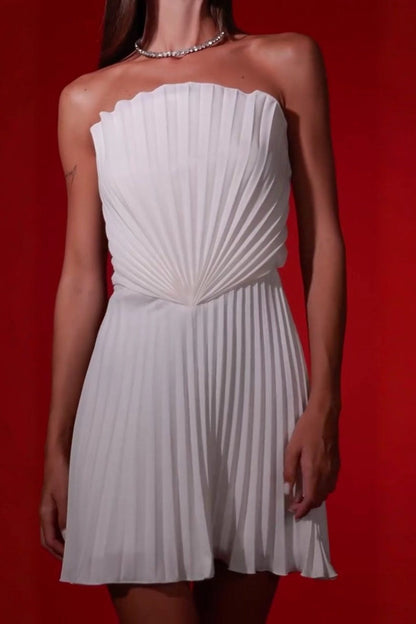 Sexy Chic Ruched Strapless Backless High Waist Cocktail Dress