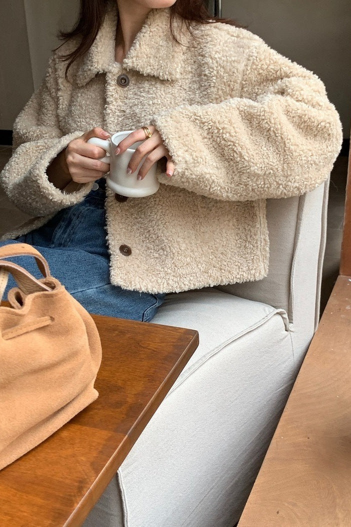 Thickened Lapel Cropped Coat