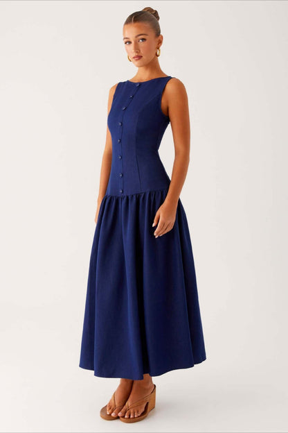 Sleeveless Button Up Denim Dress