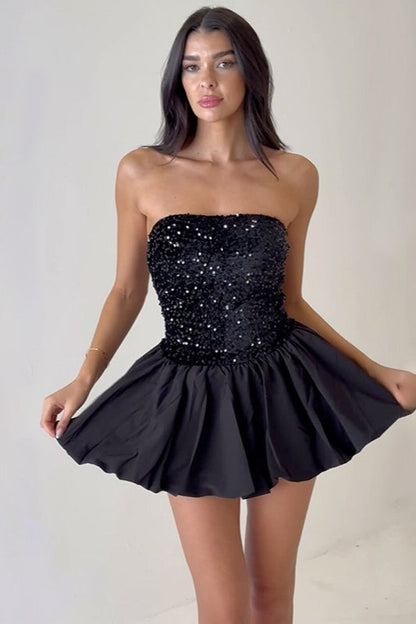 Sexy Off Shoulder Strapless Mini Sequin Sequin Dress