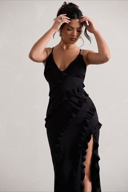 Strappy Ruffle Low-Back Party Dress