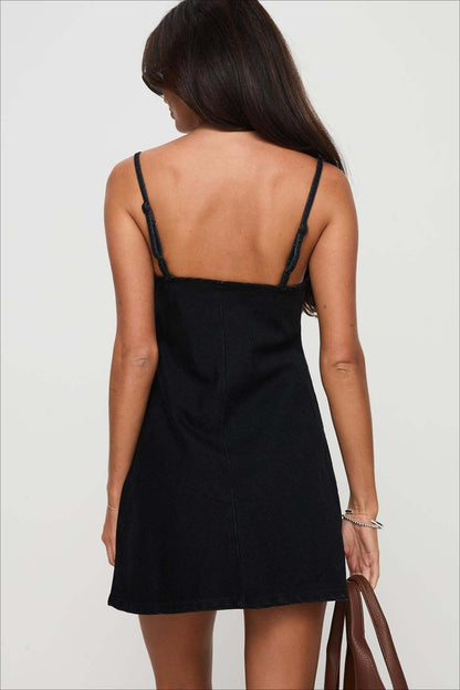 Sexy Low Cut Spaghetti Strap Denim Dress