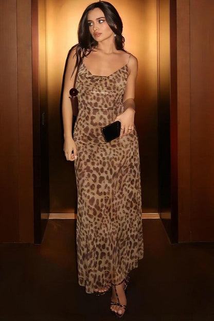 Chic Leopard Backless Party Dress