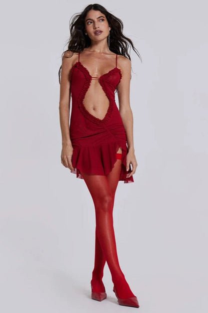 Shirred Cut Out Slip Dress