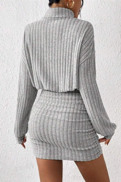 Sexy Knit Turtleneck Long Sleeve Bodycon Sweater Dress