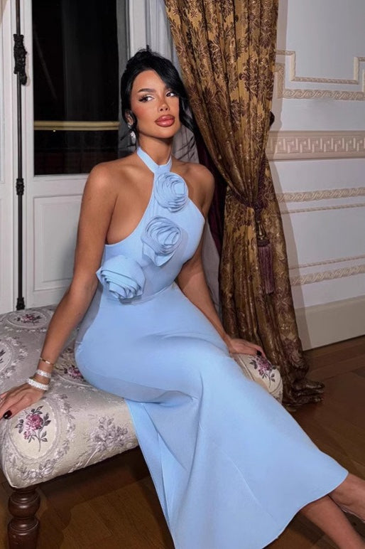 Flirty Halter Slit Party Dress