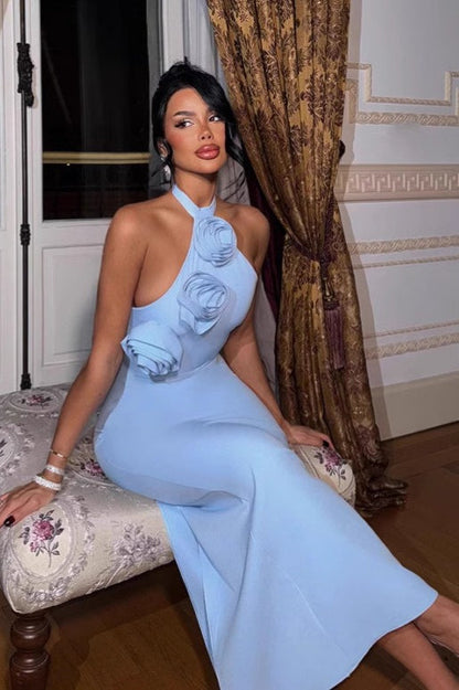 Flirty Halter Slit Party Dress