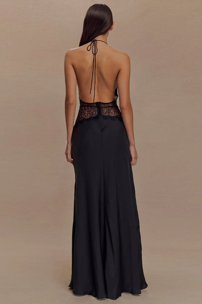 Sexy Lace V Neck Backless Cami Long Formal Dress