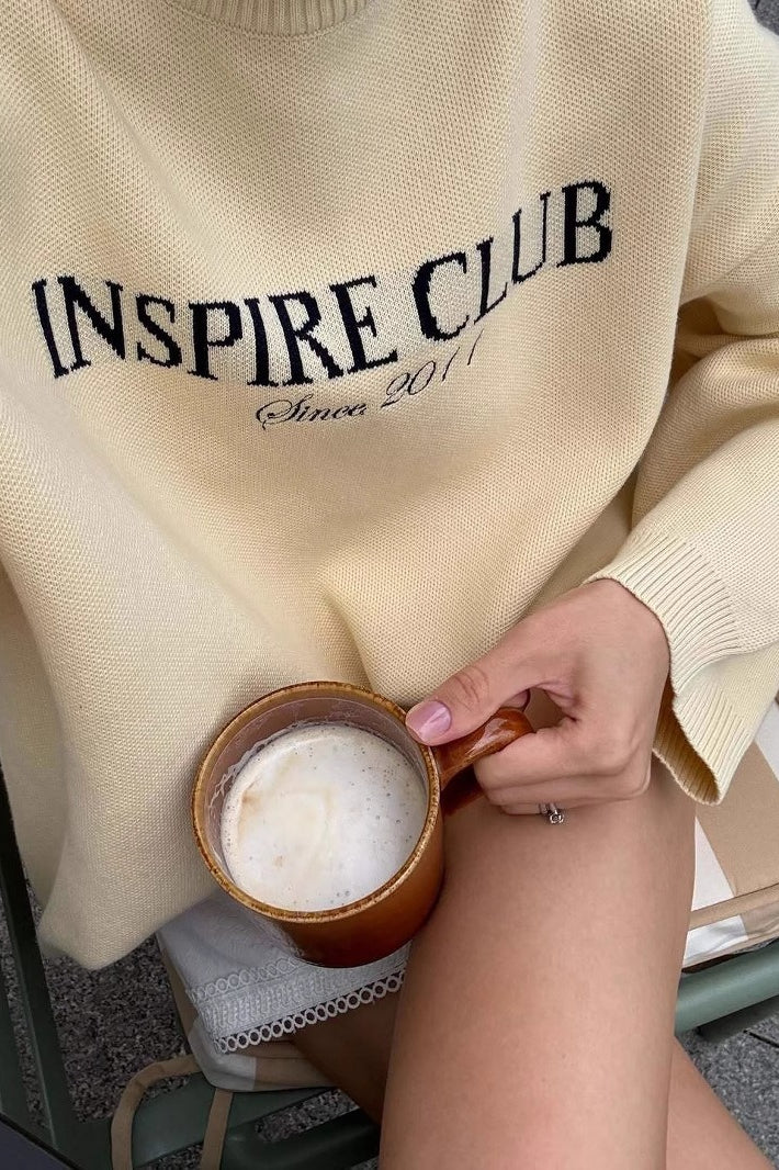 Crew Neck Letter Jacquard Sweater