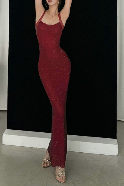 Crystal Low-Back Party Dress