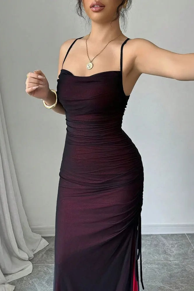 Vacation Mesh A-Line Maxi Dress