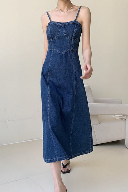 Slim Fit Maxi Denim Dress
