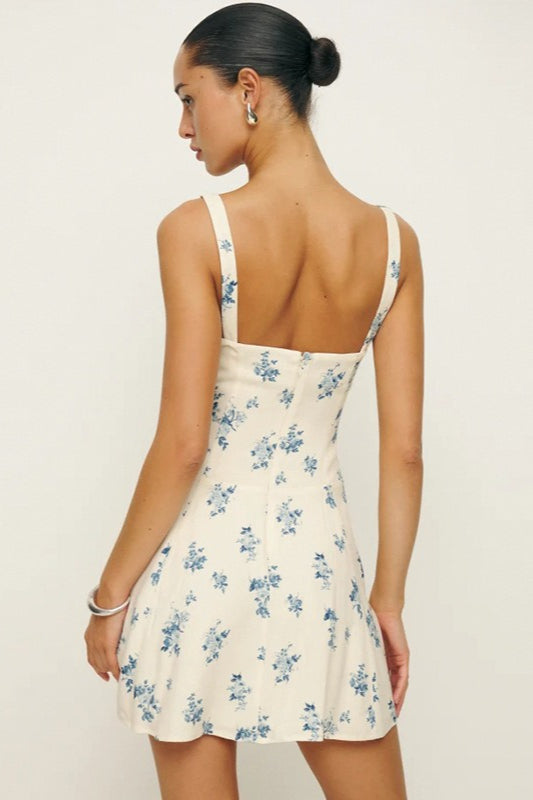 Sexy Floral Square Neck Work Dress