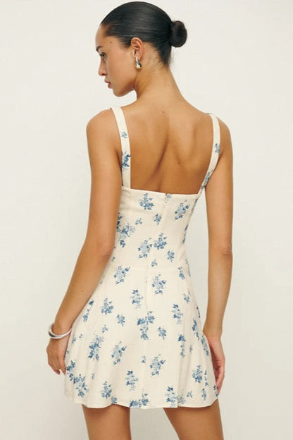 Sexy Floral Square Neck Work Dress