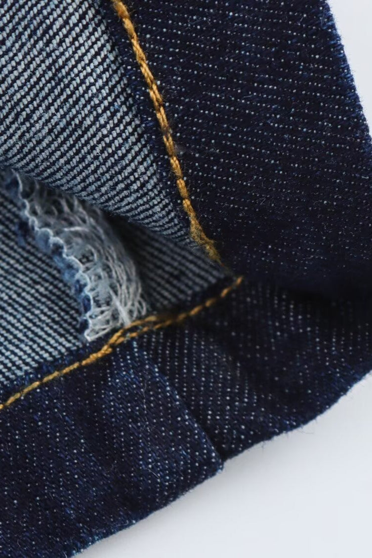 Sleeveless Ruched Mini Denim Dress