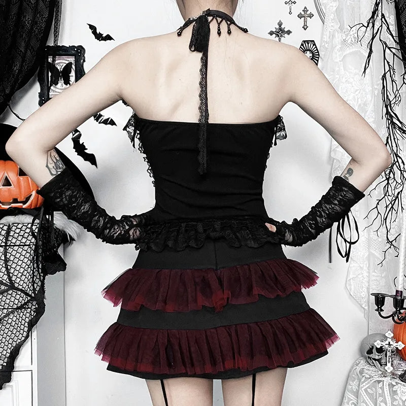 Halloween Gothic Mesh Ballet Mini Skirt