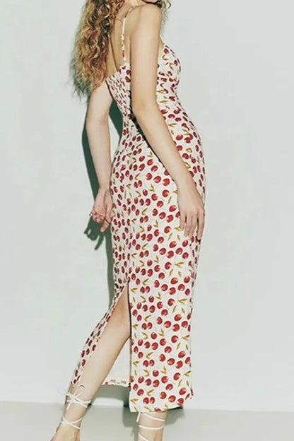 Cherry Blossom Split Maxi Floral Dress