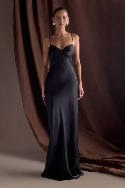 Draped Maxi Silk Dress