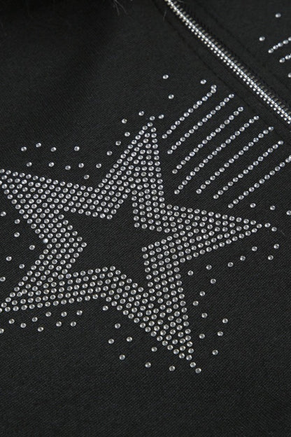 Vintage Star Print Fur Collar Hoodie