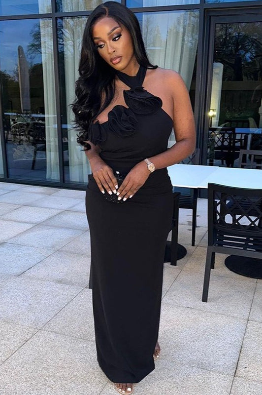 Flirty Halter Slit Party Dress