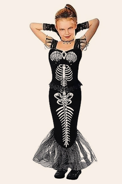 Skeleton Mermaid Dress Kid Halloween