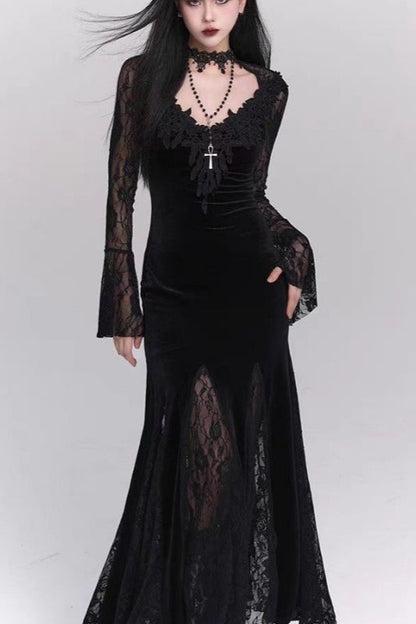 Halloween Gothic Lace Red and Black Dress