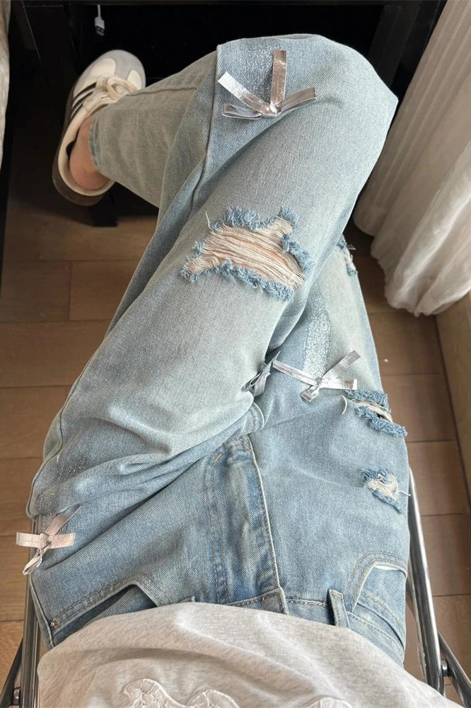 Bowtie Distressed Light Denim Jeans