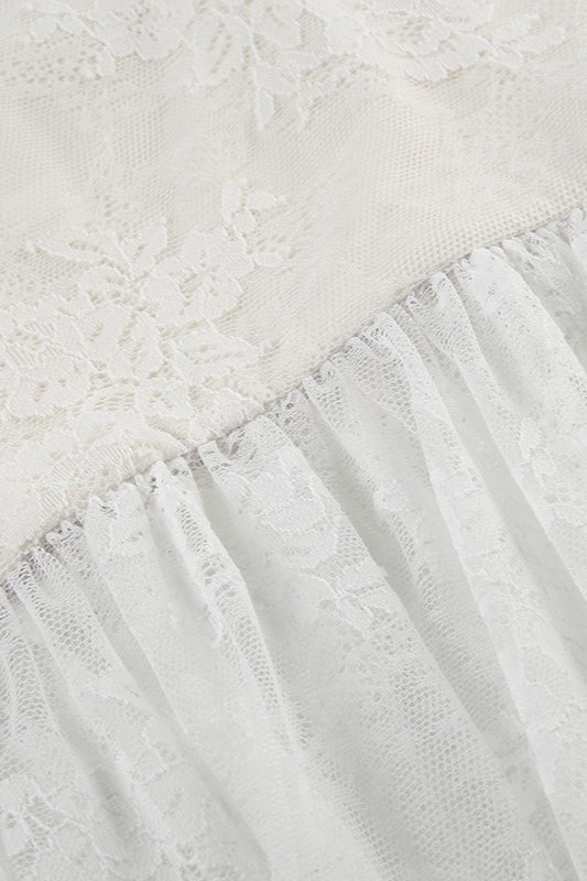 Sheer Ruched Split Cami Maxi Lace Dress