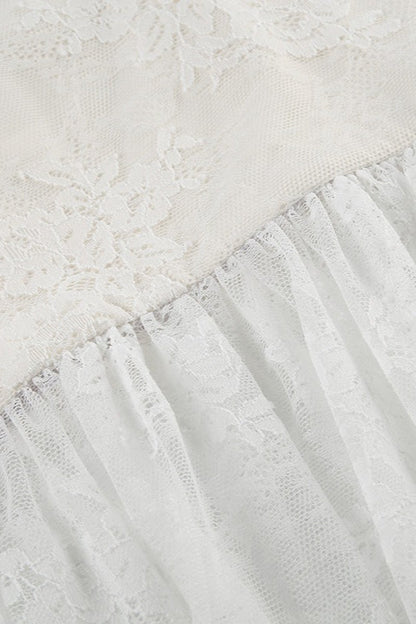 Sheer Ruched Split Cami Maxi Lace Dress