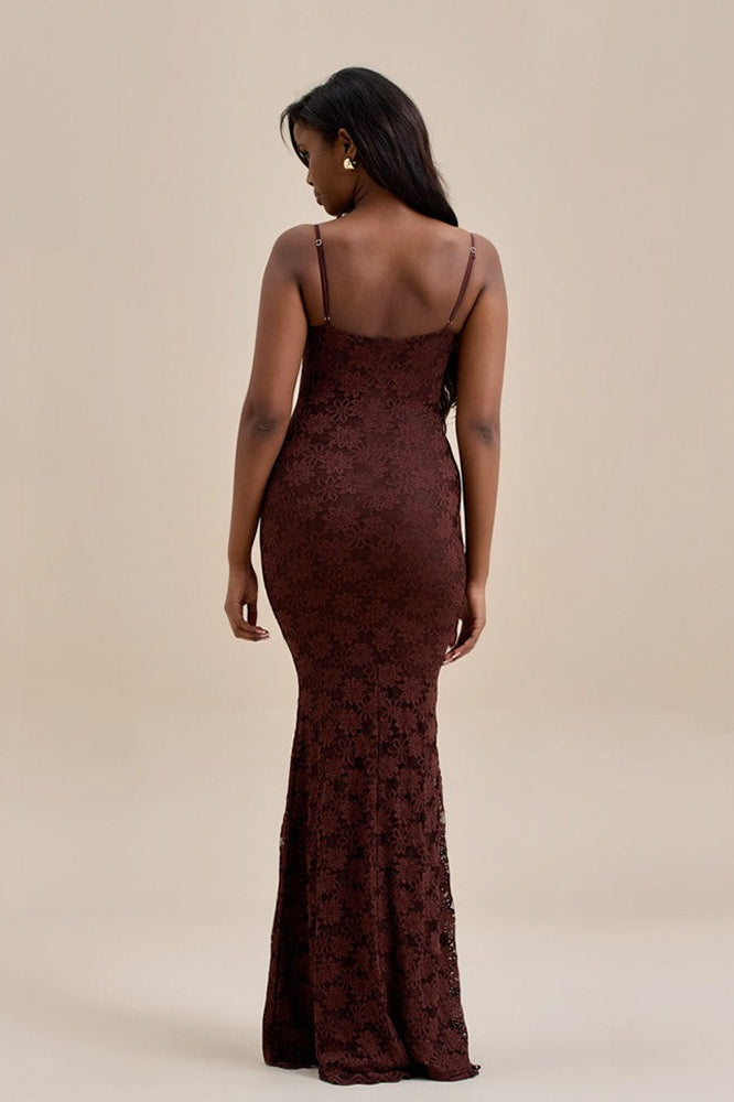 Backless Bodycon Maxi Lace Dress