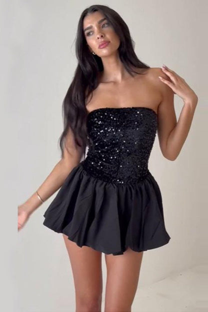 Sexy Off Shoulder Strapless Mini Sequin Sequin Dress