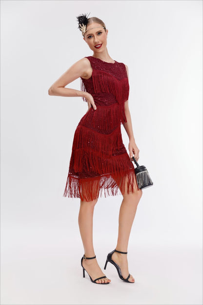 Vintage Beaded Fringe Party Dress
