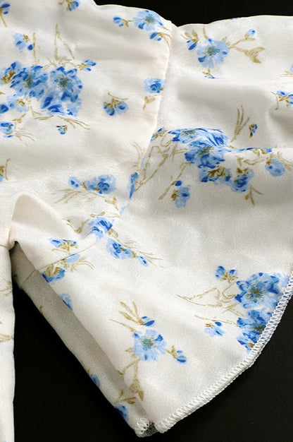 Lace-Up V-Neck Backless Floral Dress