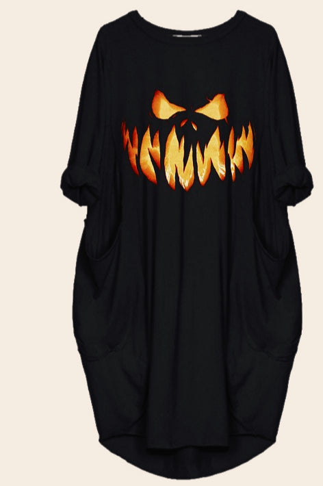 Halloween Casual Pumpkin Print Dress